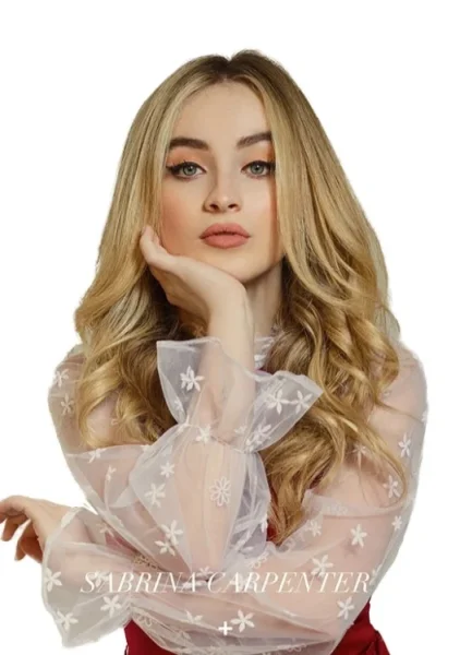 Sabrina-Carpenter-pose-in white top